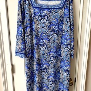 Talbots 1x Blue pattern dress.